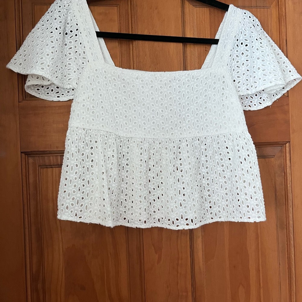 Chic White Eyelet Blouse